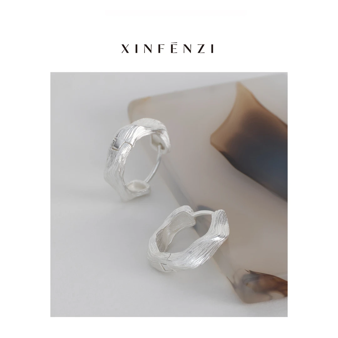 黄铜耳饰 【扭扭扣】XINFENZI 不规则扭纹拉丝耳环 PS22233