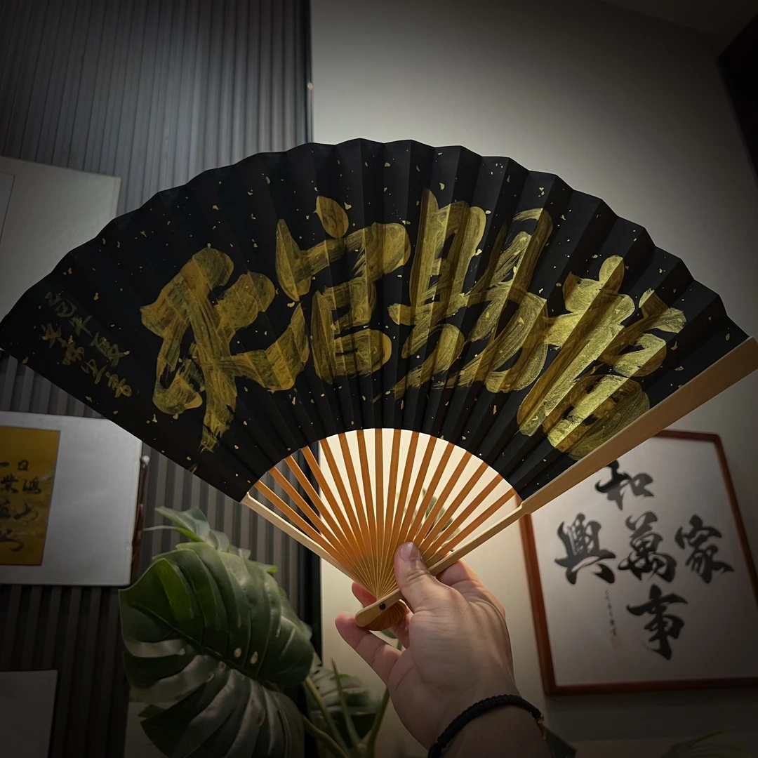 文未尘原创孤品手工老玉竹折扇文玩天官赐福