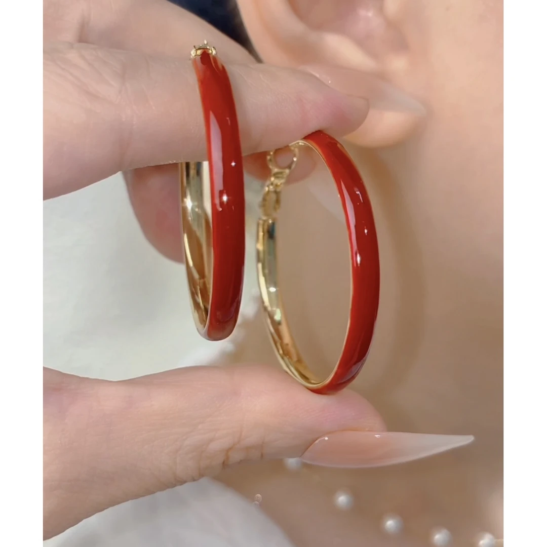 铜合金无非金属耳饰 秋冬新款时尚潮流百搭耳圈耳环806（直径4）