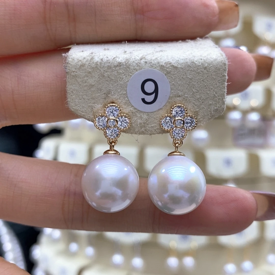 银S925镶嵌淡水珍珠耳饰