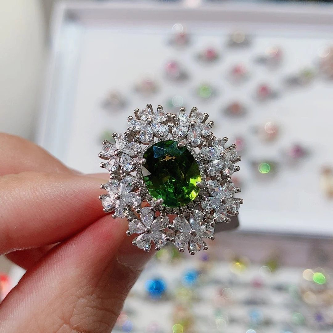 碧玺戒指戒指银S925镶嵌