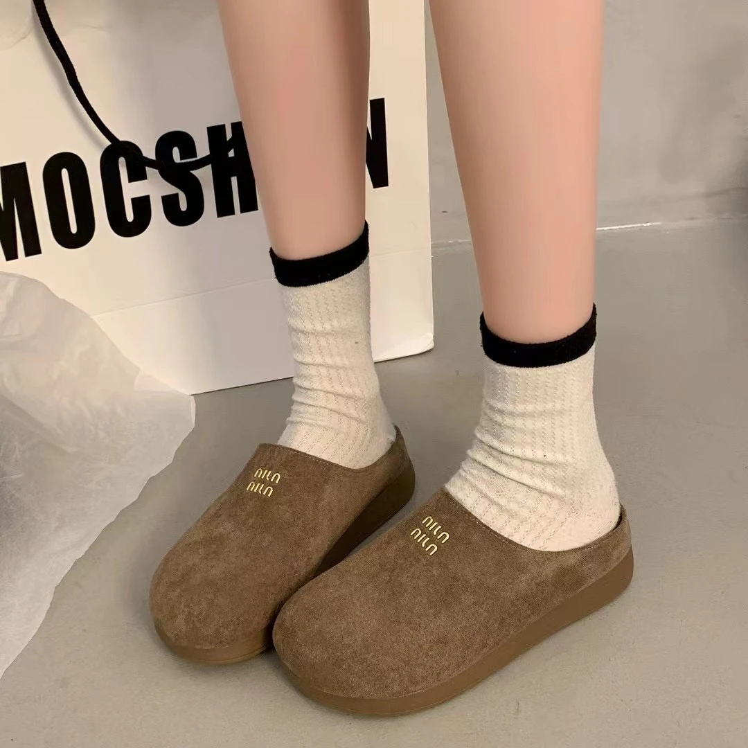 春【现货】勃肯鞋女厚底2025潮款新款半拖休闲时尚丑萌国潮拖鞋