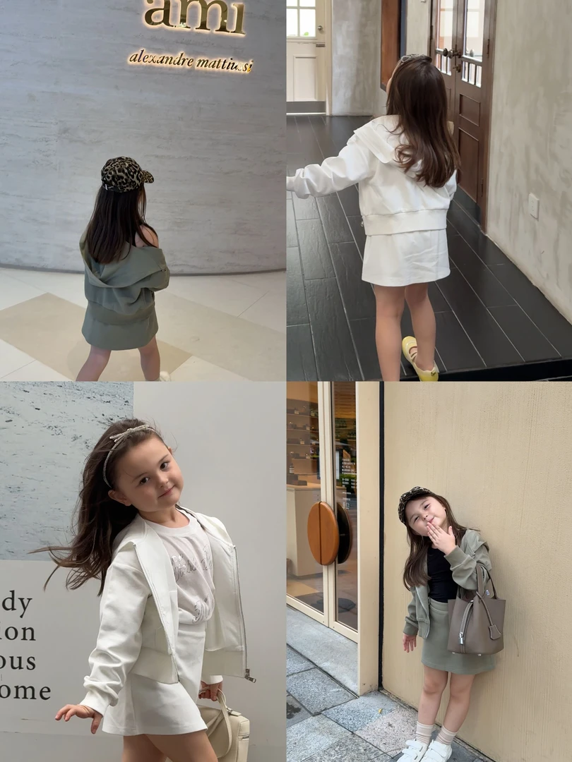 Enya小蘑菇 夏季新款精致四季薄款连帽卫衣裙裤套装（分开拍）