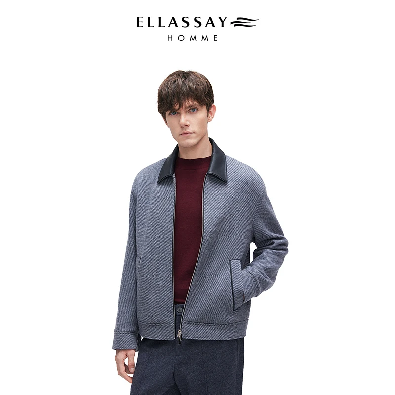 【86.5%绵羊毛】 ELLASSAY歌力思男装秋冬短款翻领毛呢夹克外套男款
