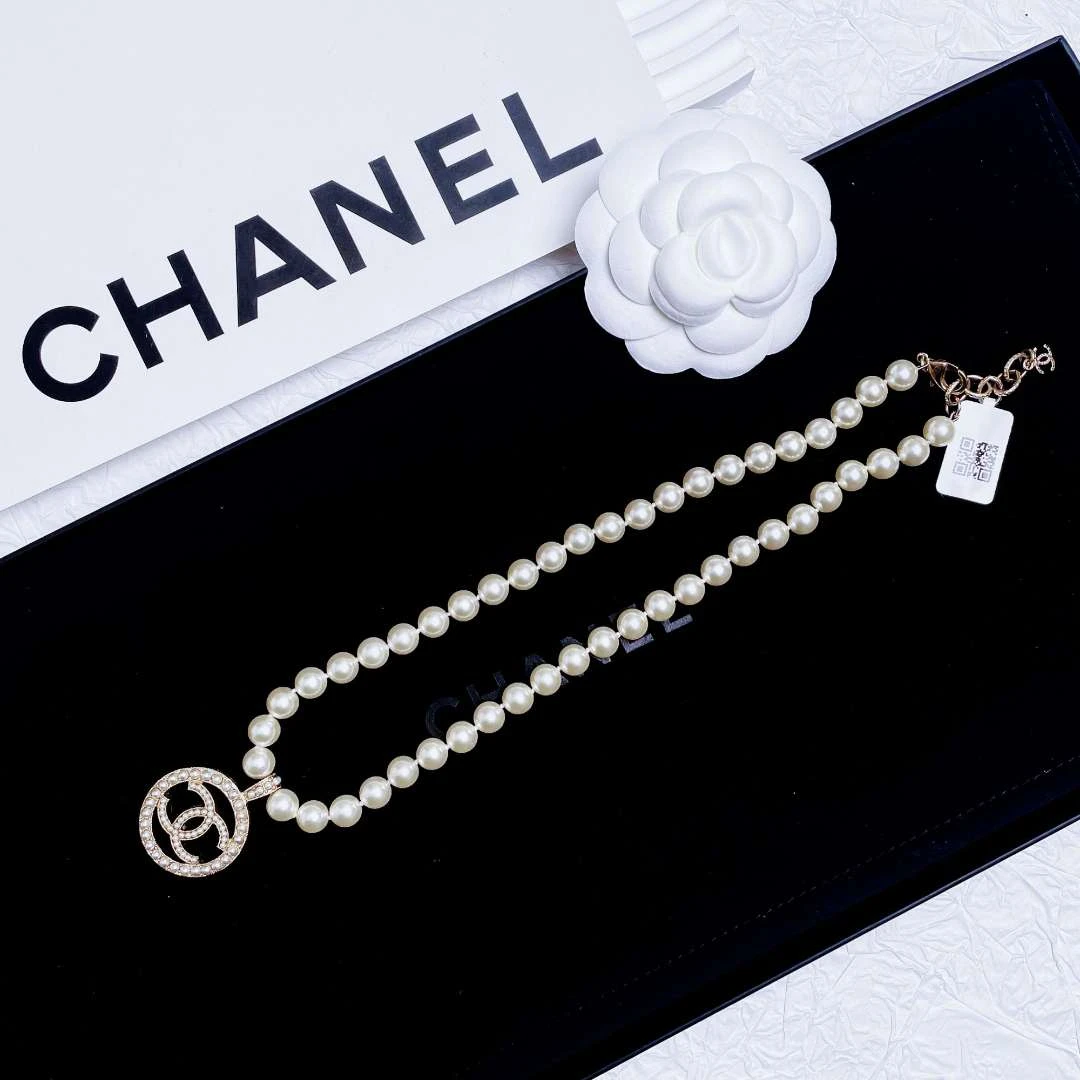 95新 Chanel/香奈儿 柚礼中古/香奈儿圆环吊坠珍珠项链CG412214