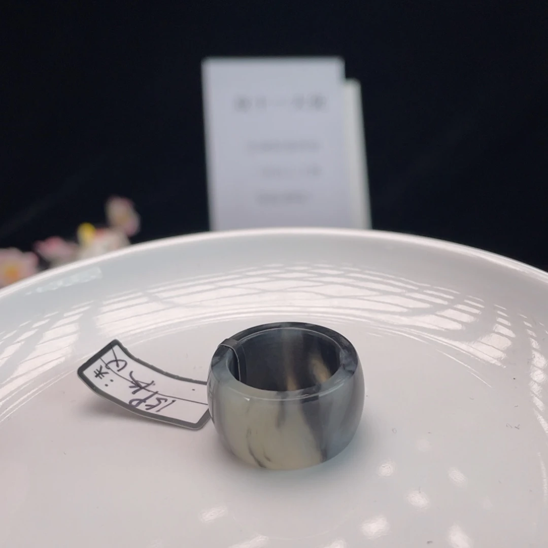 和田玉未镶嵌戒指m25青花直切17.6
