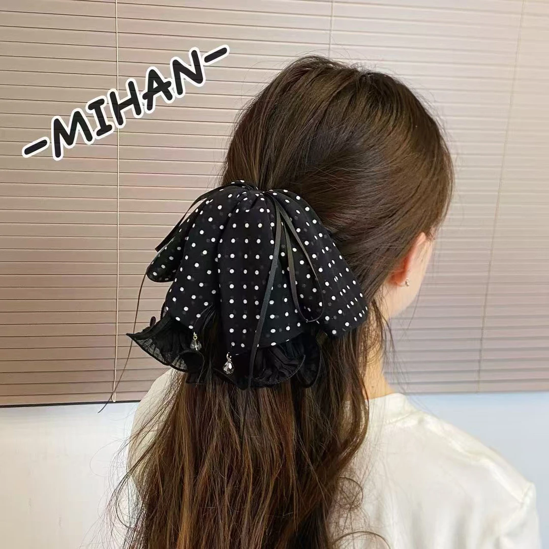 A款（1-100）链接少女风皮筋发夹发卡发圈黑色抓夹头饰蝴蝶结发饰