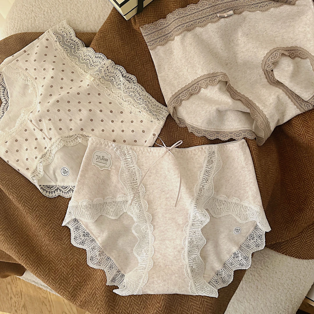 7A抑菌三角裤法式印染女三角内裤高腰女士内裤少女大码舒适棉裆