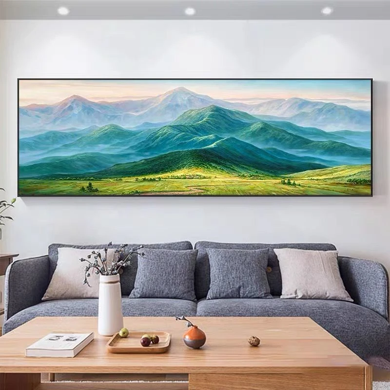 733靠山客厅巨人青山装饰画办公室沙发风景巨人山宝龙图山脉70200
