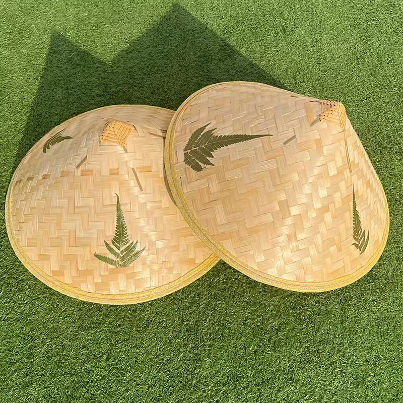 手工竹编三叶斗笠帽大檐遮阳防晒防雨三叶草成人儿童广场舞采茶帽