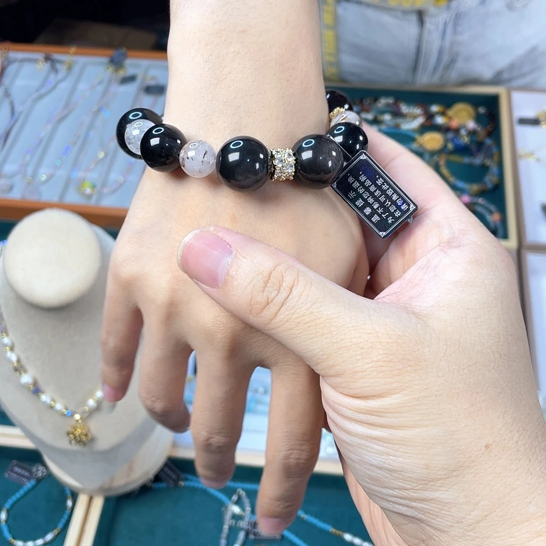 水晶手链银S925镀金镶嵌