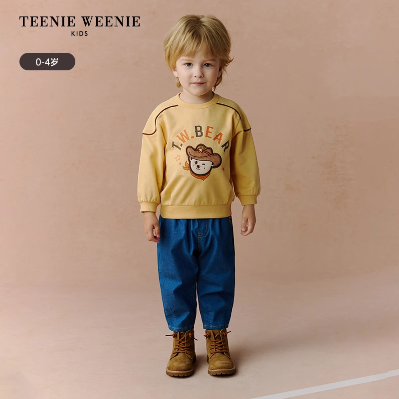 TeenieWeenieKids小熊童装25年秋季休闲百搭牛仔长裤T0TJ253826A