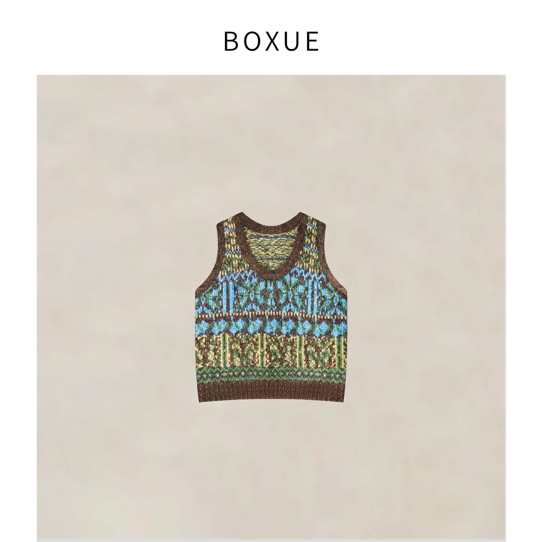 BOXUE“松域”2025秋季高级感马.海毛羊.毛无袖 毛衣 #250805MY3445