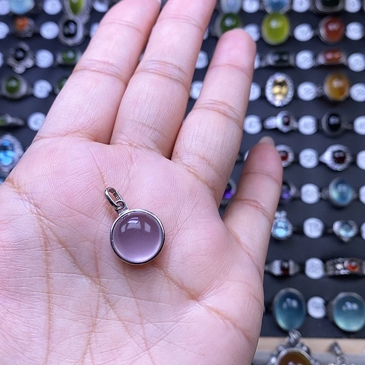 萤石颈饰银S925镶嵌紫**嘻