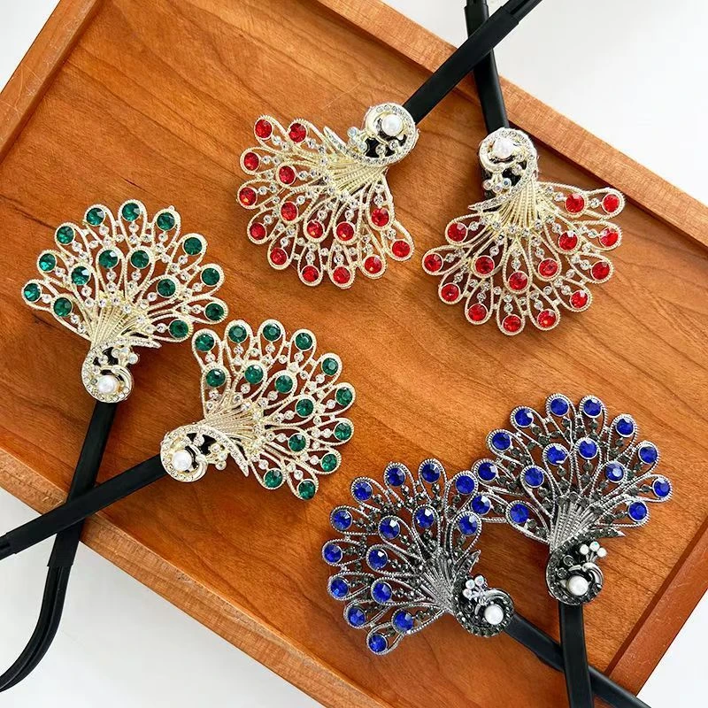 高级复古孔雀发夹后脑勺2025新款盘发懒人扭扭丸子夹气质妈妈发夹