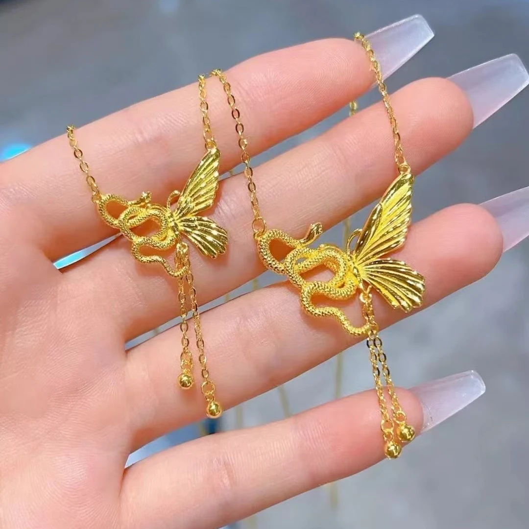 坠链均足银 灵蛇蝴蝶套链气质