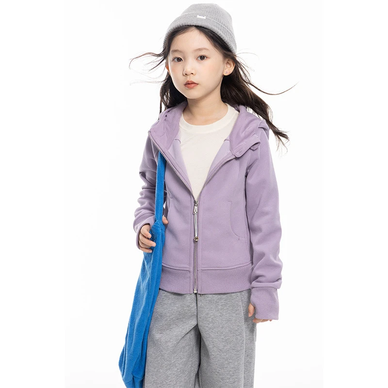 新款女童修身连帽运动卫衣外套2025