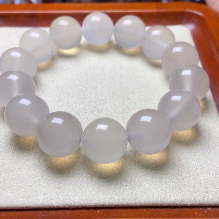玛瑙/玉髓未镶嵌手串白冰 荔枝冻