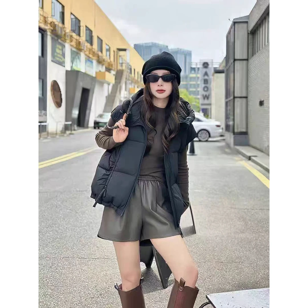 A59#连帽羽绒马甲女外穿加厚2024新款小个子复古宽松短款宽松背心