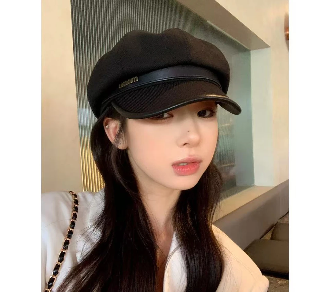 高级感春秋鸭舌帽女日系黑色休闲复古画家贝雷帽显脸小云朵八角帽