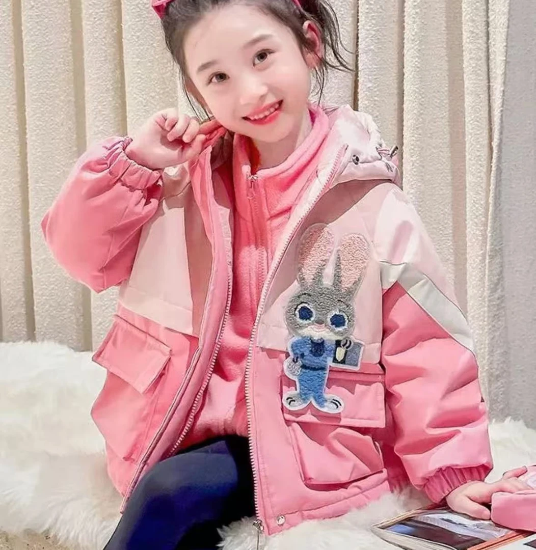 艾俊萱童装2024年女童带内胆保暖棉服外套LS