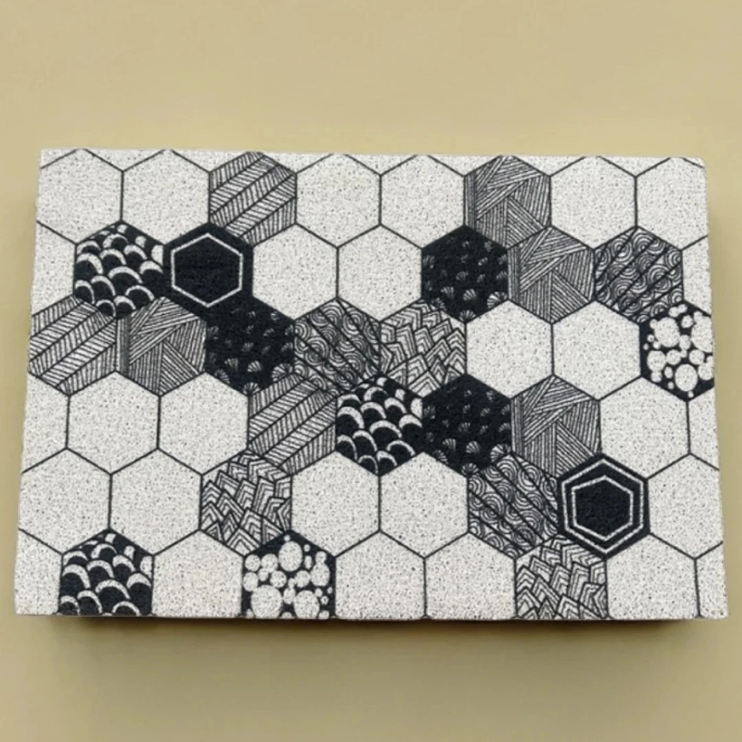 《辉岳》约45x75 黑白六边形门口地垫地毯 发一张