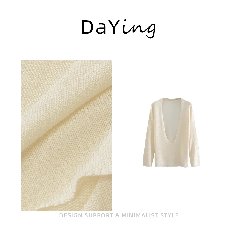 2025年夏新款ROW风日本进口和纸纱慵懒宽松休闲V领叠穿针织衫女