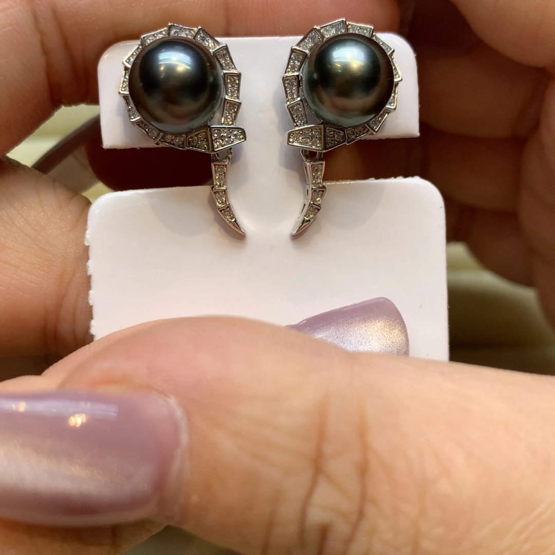 银S925镶嵌耳饰海水珍珠
