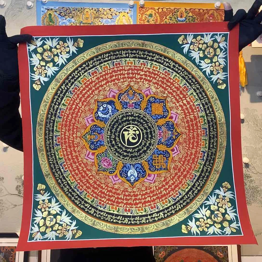 卷轴画纯手绘六字真言唐卡50尺