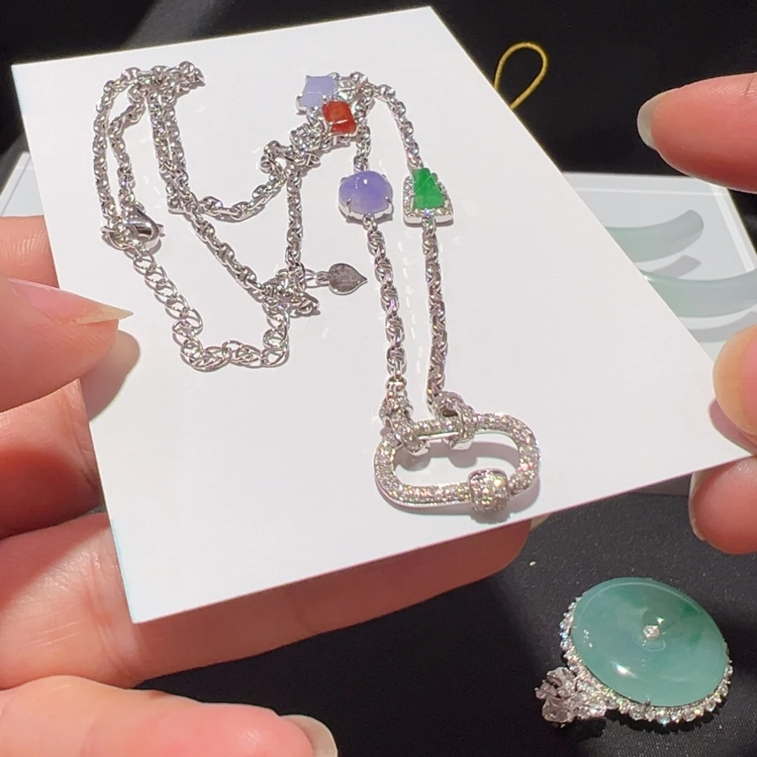 翡翠18K金镶嵌颈饰万能链