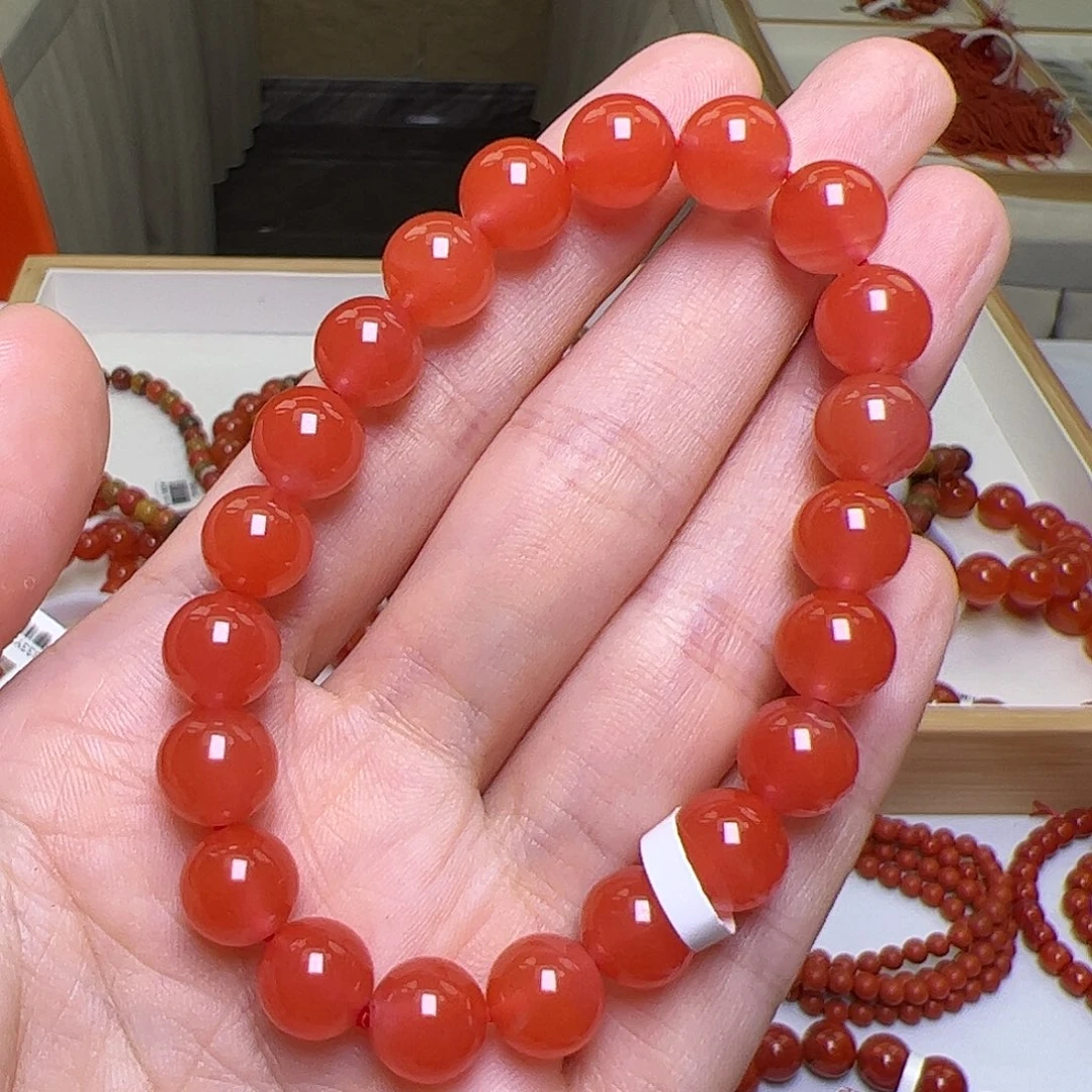 南红玛瑙未镶嵌手串保山冰红樱桃红8mm+
