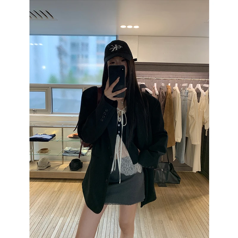 【韩剧女二半身裙】秋季辣妹蕾丝拼接气质百搭A字半身裙253V3760#