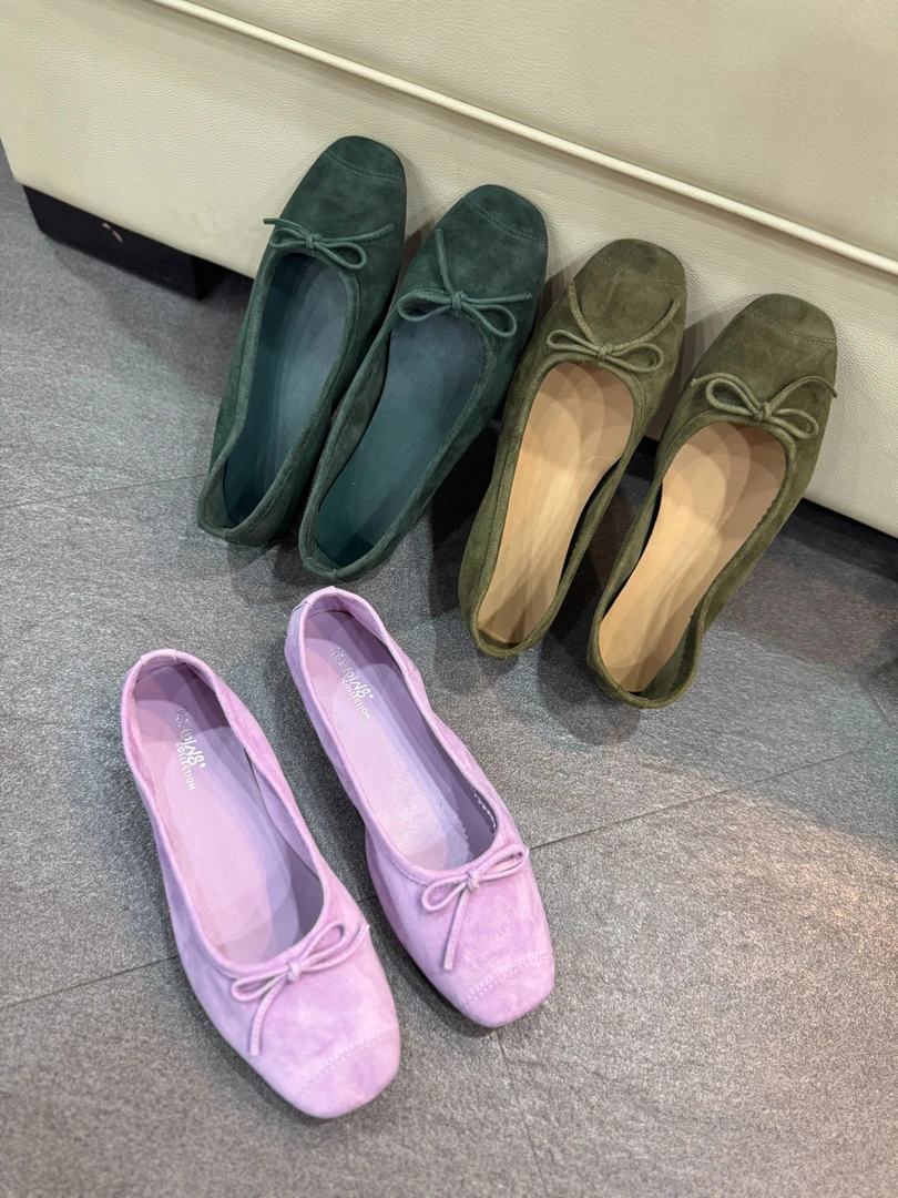 Eaglelyb【东莞波哥】春夏新款方头平底百搭蝴蝶结单鞋