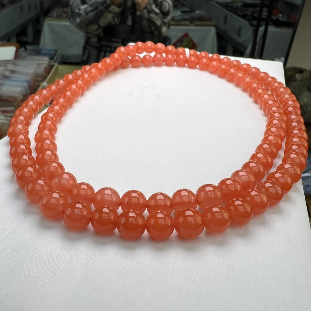 保山南红精品滴水洞圆珠多圈珠链8mm       多样性发一