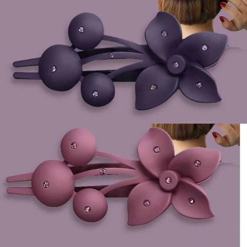 新款韩式樱桃抓夹发饰女用盘发网红水钻大号鸭嘴发卡后脑勺装饰品