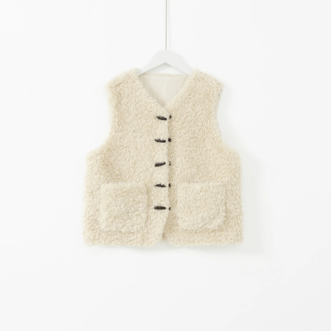 几里与麻 糯米团！氛围感牛角扣羔羔毛马甲 衣长54胸围104 2092642