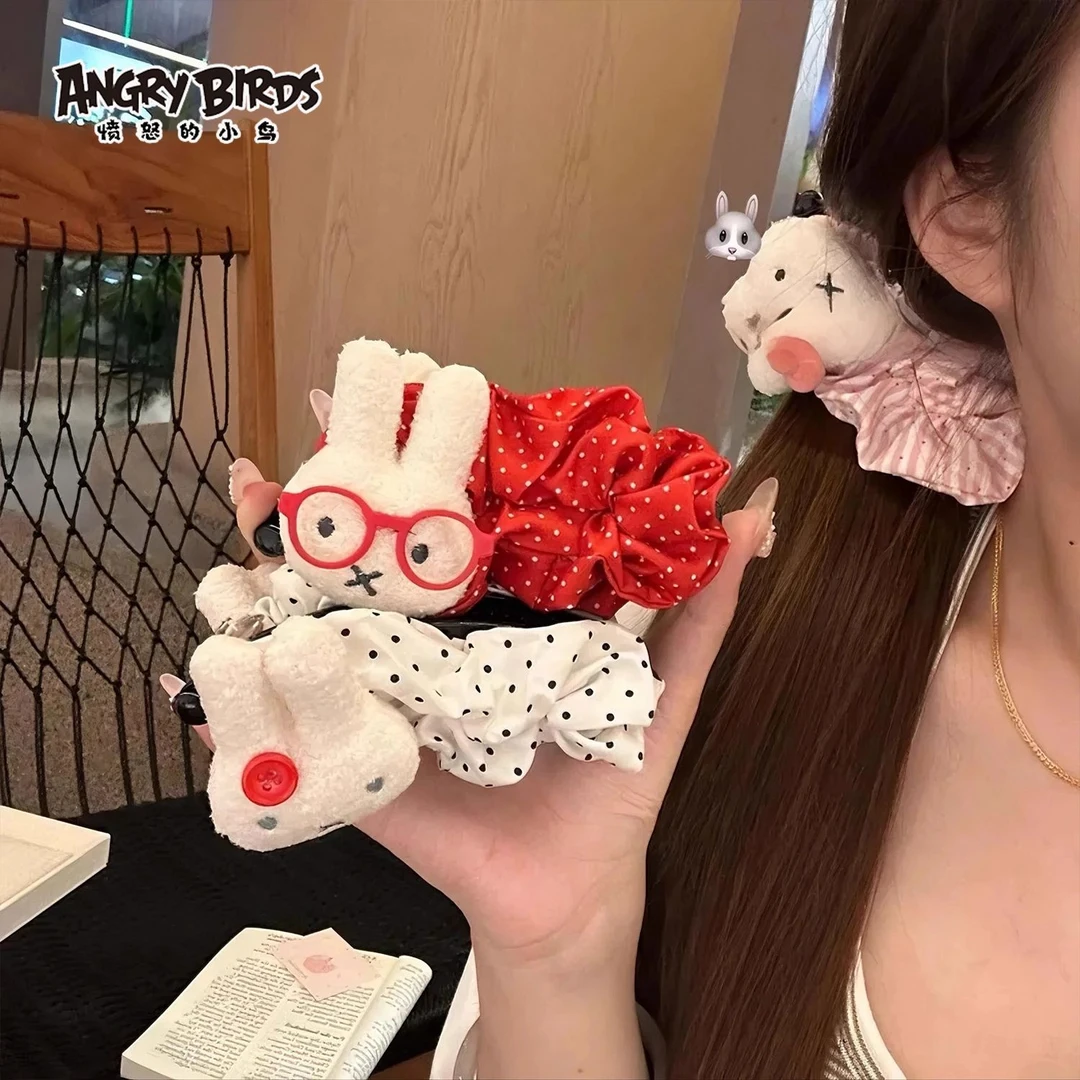 甜美可爱波点戴眼镜米菲兔发圈发饰香蕉夹少女心后脑勺大号香蕉夹