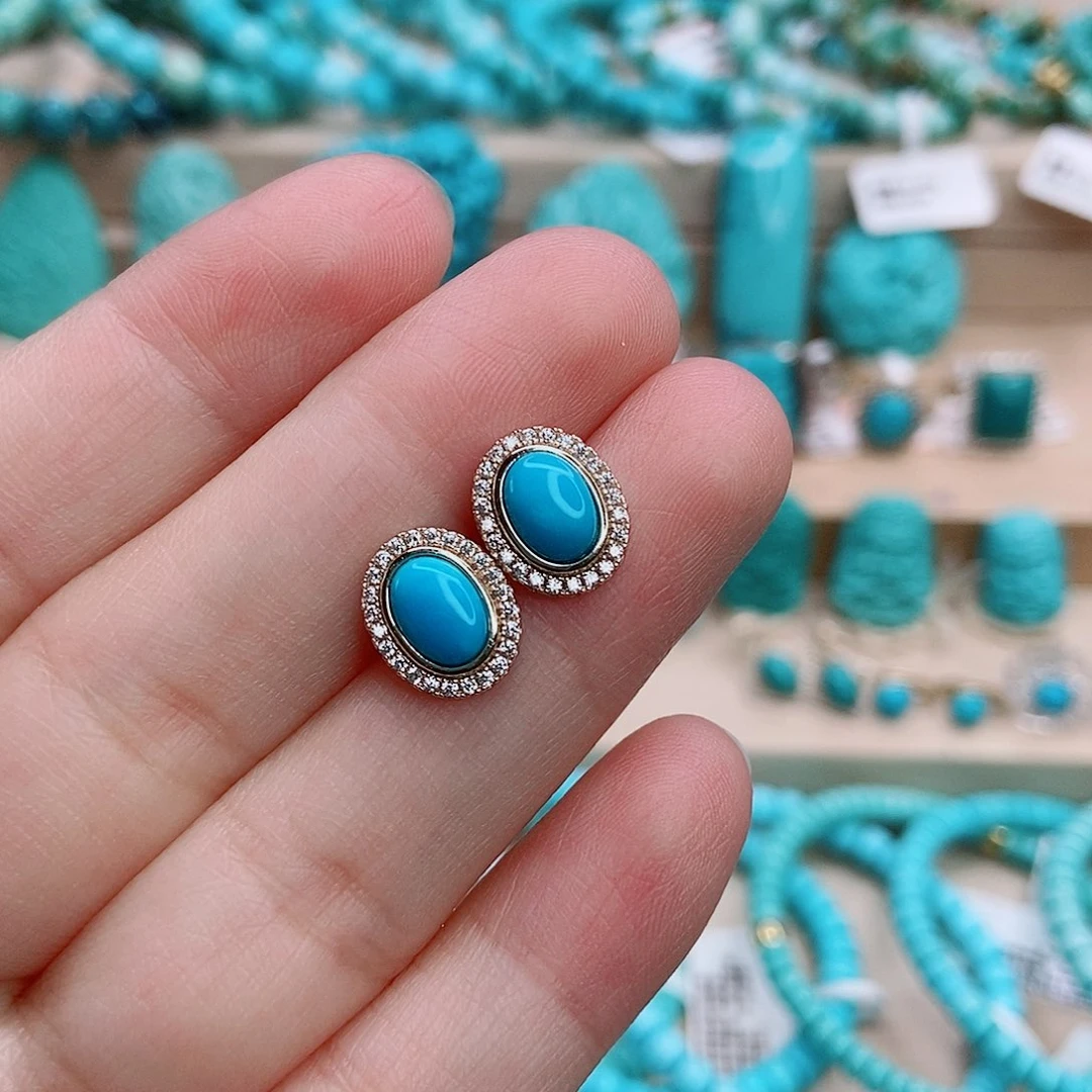 绿松石未镶嵌耳钉过**忘