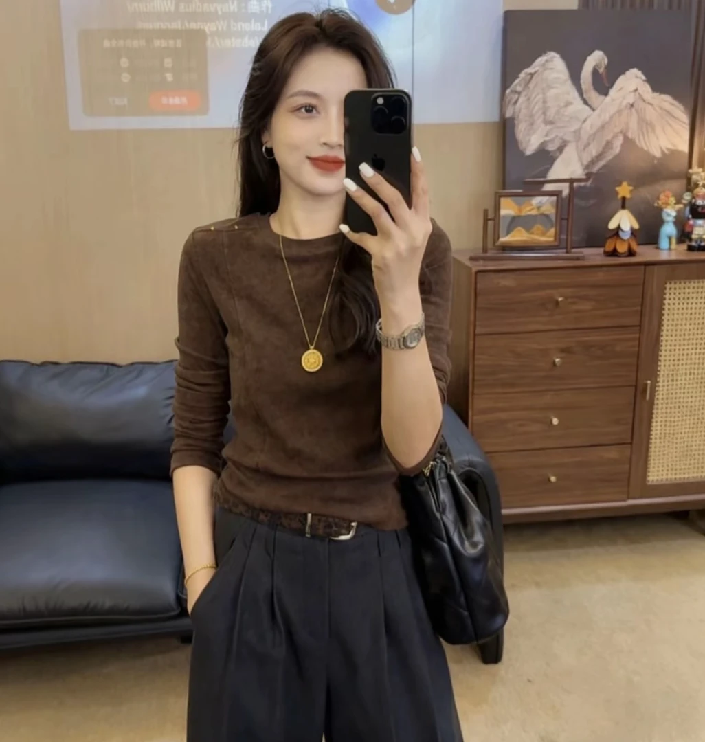 2025精选高品质高质感【慵懒f调性】秋季百搭钉钉时尚气质修腰上衣