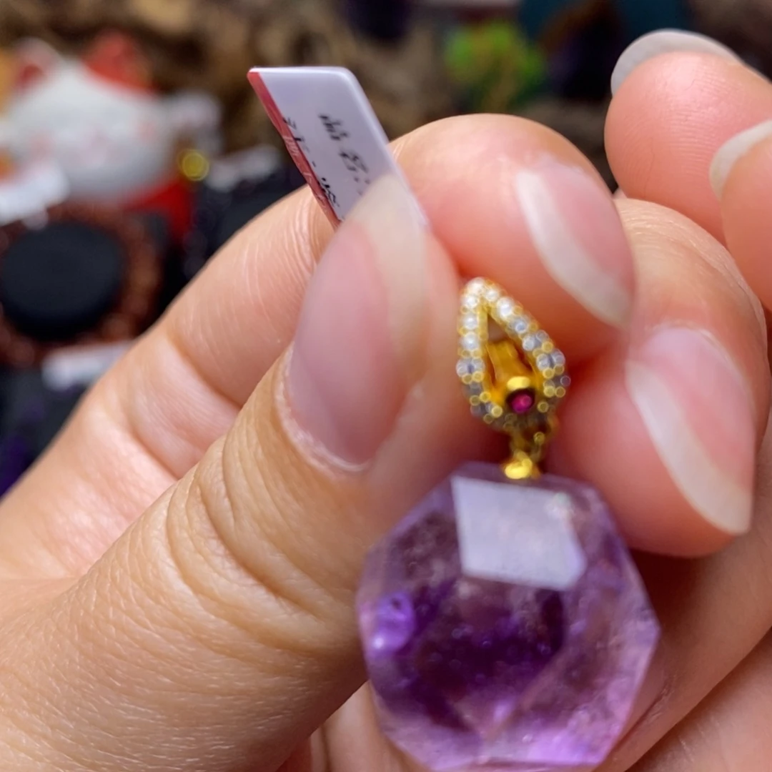 水晶A004紫超吊坠银S925镶嵌