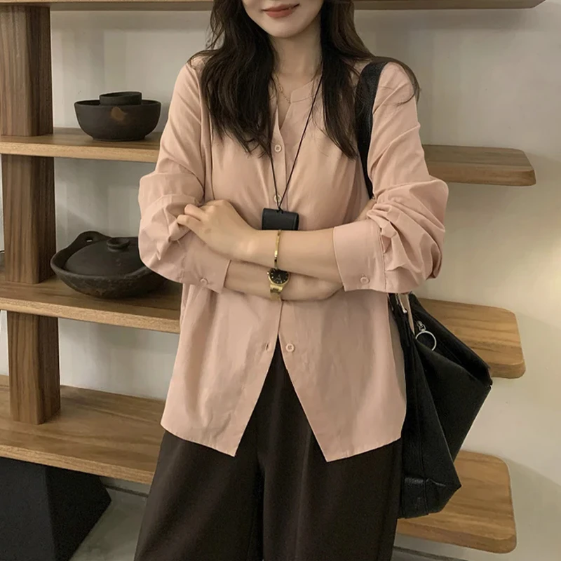 韩系百搭显瘦时尚复古长袖衬衫女2025春秋季新款休闲洋气衬衣上衣