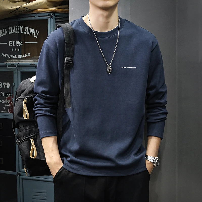 MR.MUDI/穆迪先生2025秋季新款圆领套头长袖T恤男宽松大码潮牌