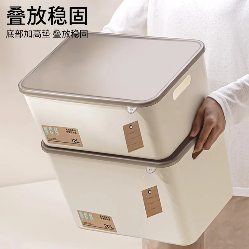 桌面收纳盒带盖日式塑料储物盒家用厨房整理盒学生宿舍杂物收纳箱
