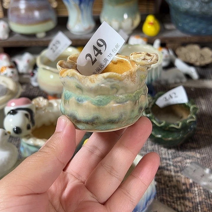 口4手工花盆满30包邮