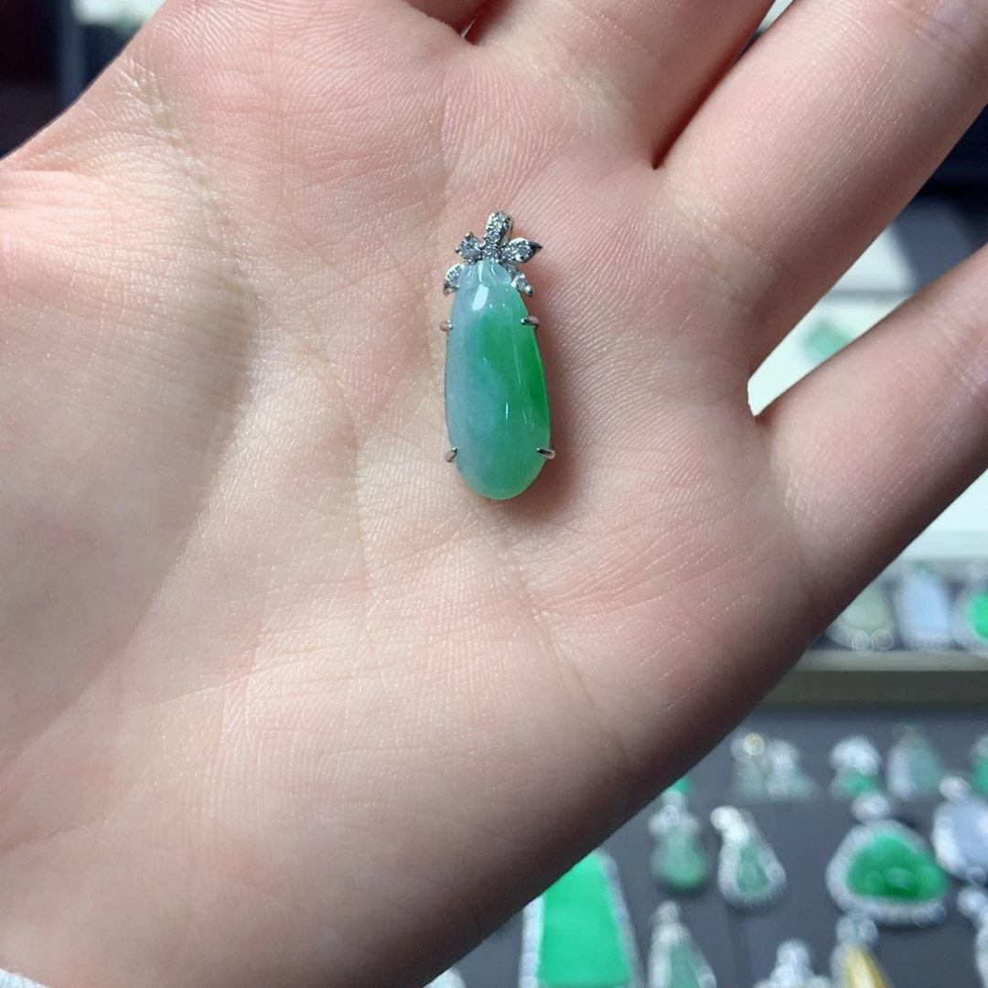 翡翠银S925镶嵌挂件