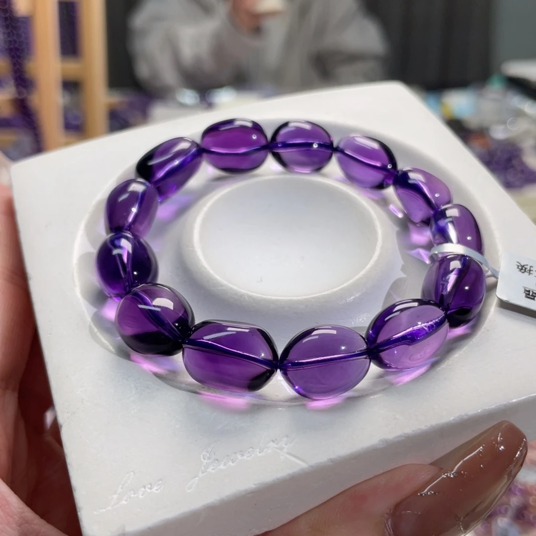 未镶嵌手链水晶11mm巴西紫水晶糖豆