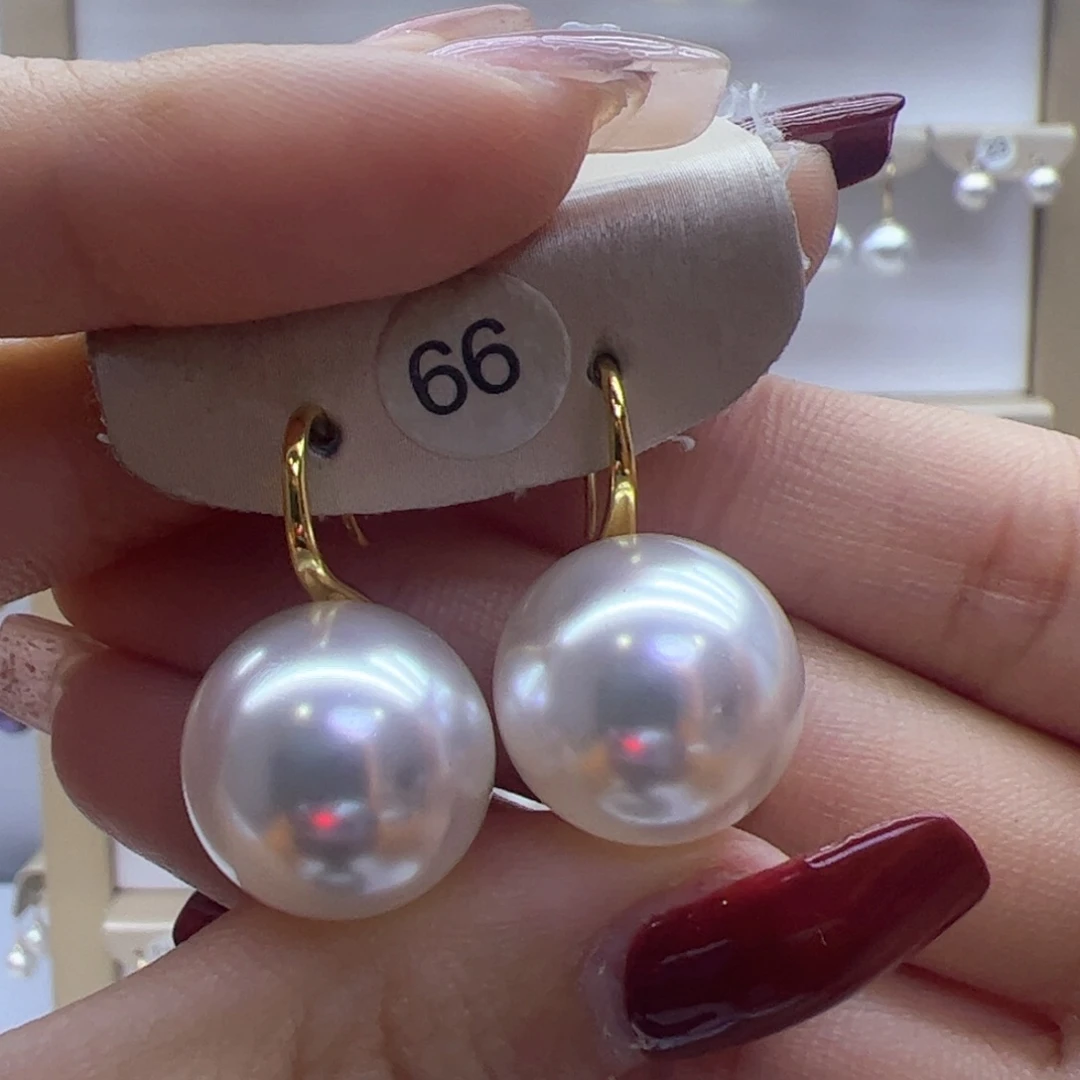 淡水珍珠耳饰18K金镶嵌