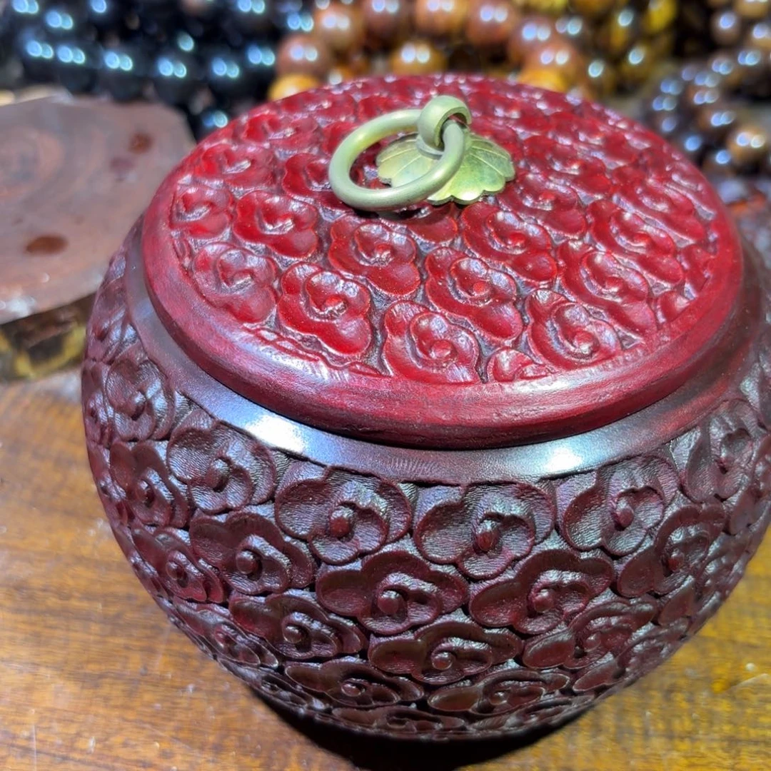 染料紫檀（血檀）茶叶罐