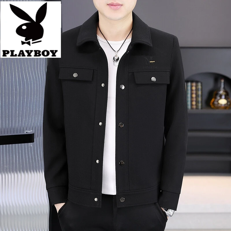 PLAYBOY/花花公子春秋季新款男翻领韩版休闲夹克上衣休闲夹克外套