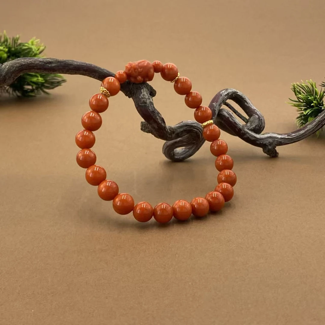 【非遗珍宝】S925貔貅南红玛瑙手串 约6.5mm（多样性发其一）